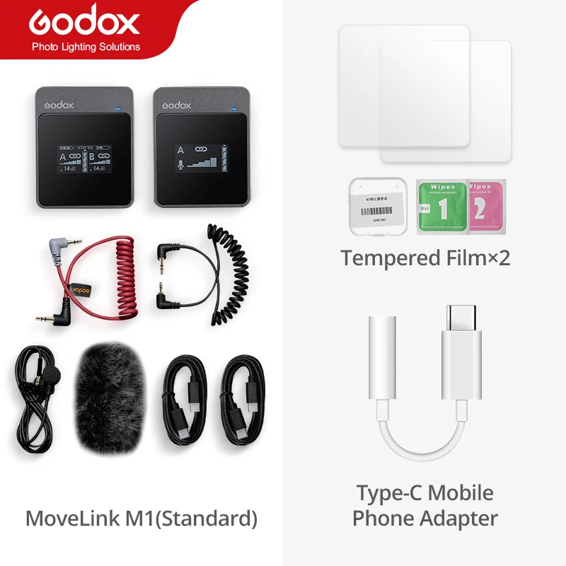 Godox MoveLink M1 M2 Wireless Lavalier Microphone Transmitter Receiver for Phone DSLR Camera Smartphone 2.4GHz Wireless Mic mic Microphones