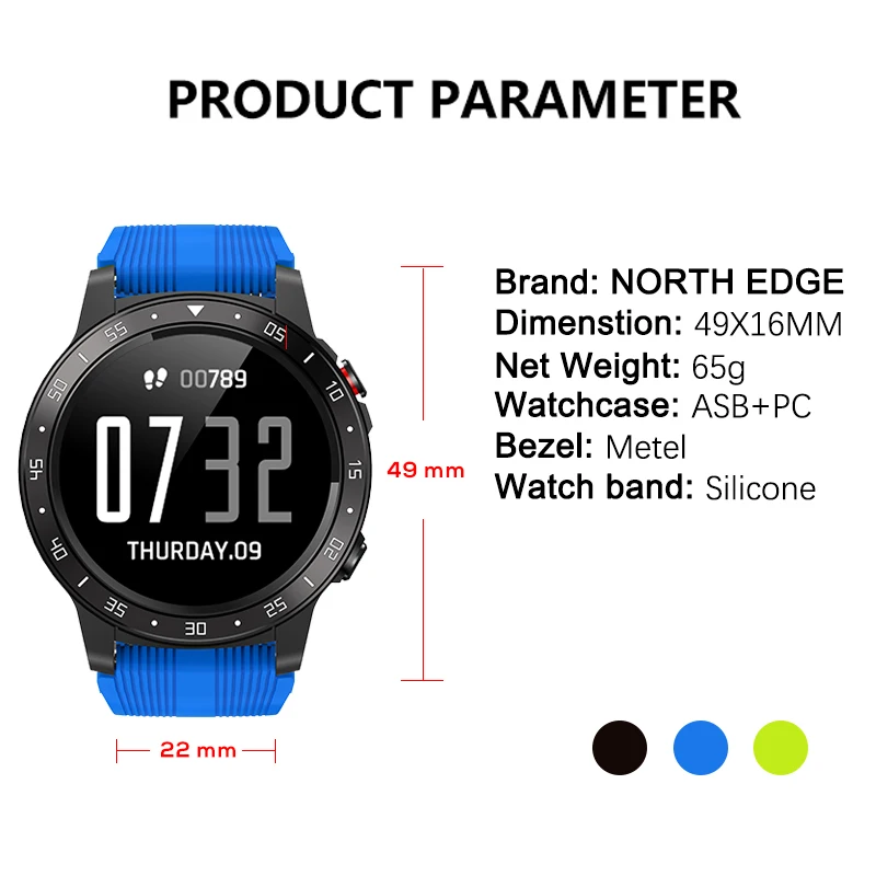 Northedge GPS Ʈ ġ Running Sport GPS Watch ȭ Smartphone  Heart Rate ħ Altitude Clock