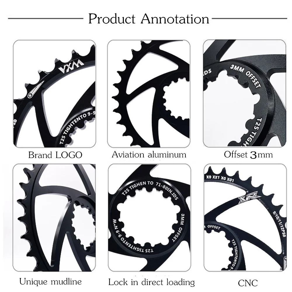 Велосипедная цепь VXM MTB 30T/32T/34T/36T/38T/40T для Sram 8/9/10/11/12S NX XX XO GX GXP11 X1 офсетная 1 мм 3
