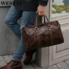 WESTAL Men's Travel Bags Hand Luggage Genuine Leather Duffle Bags Leather Luggage Travel Bag Suitcases Handbags big/Weekend Bag ► Photo 1/6