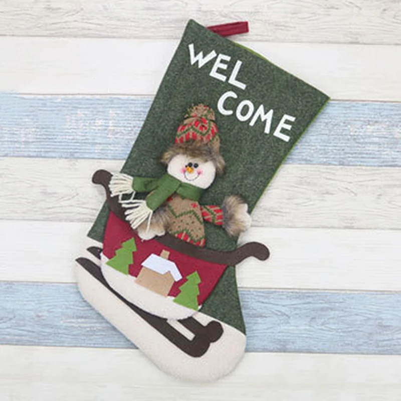 

1 Piece Christmas Sock For X-mas Socks Hang Gift Candy Bag Hanging Tree Home Decoration Stockings Gift Holders