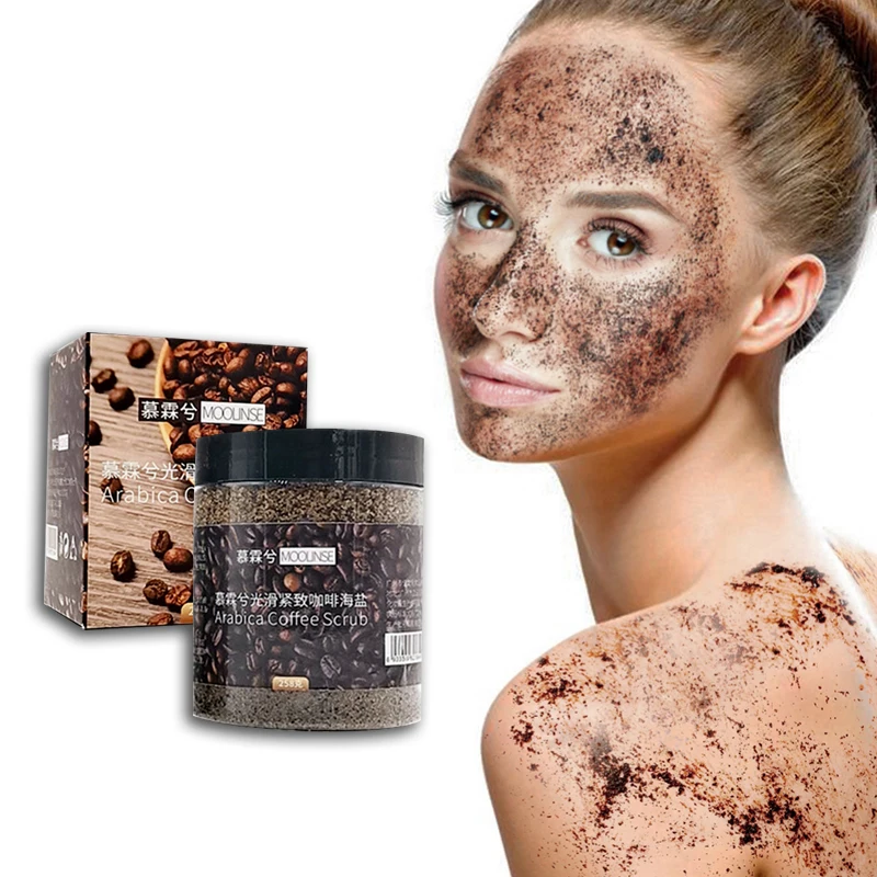 Coffee Scrub Sea Salt Exfoliating Whitening Massage Cream Anti Cellulite Body Scrub Treatment 258G