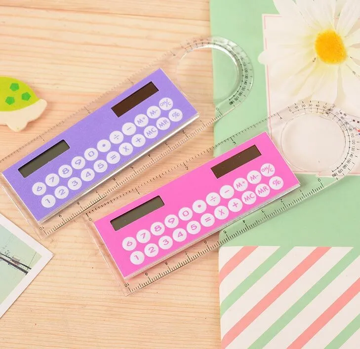 Mini regla Calculadora multifunción de moda, regla ultradelgada de 10cm, Calculadora, suministros de oficina