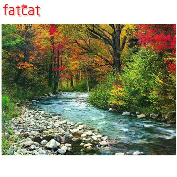 

FATCAT 5d diy Diamond Painting Forest river Diamond Embroidery Sale landscape Full Square Round Mosaic stickers Decor AE550