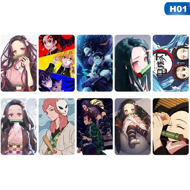 10 шт. Набор стикеров с героями мультфильма Demon Slayer Kimetsu no Yaiba для самостоятельной