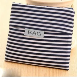 Fashionable Foldable Green Tote - Large - Capacity Shopping & Storage Bag (Blue stripe)