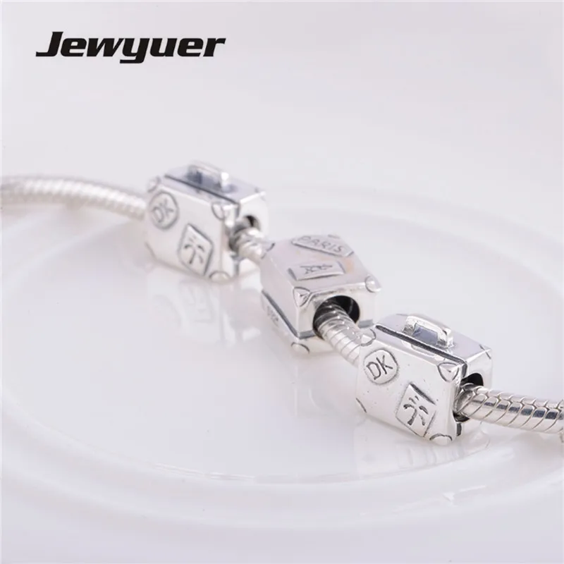 Memnon Vintage Suitcase Charms Beads For Jewelry Making Authenitc 925-Sterling-Silver Travel To Paris Bead For Bracelets DIY