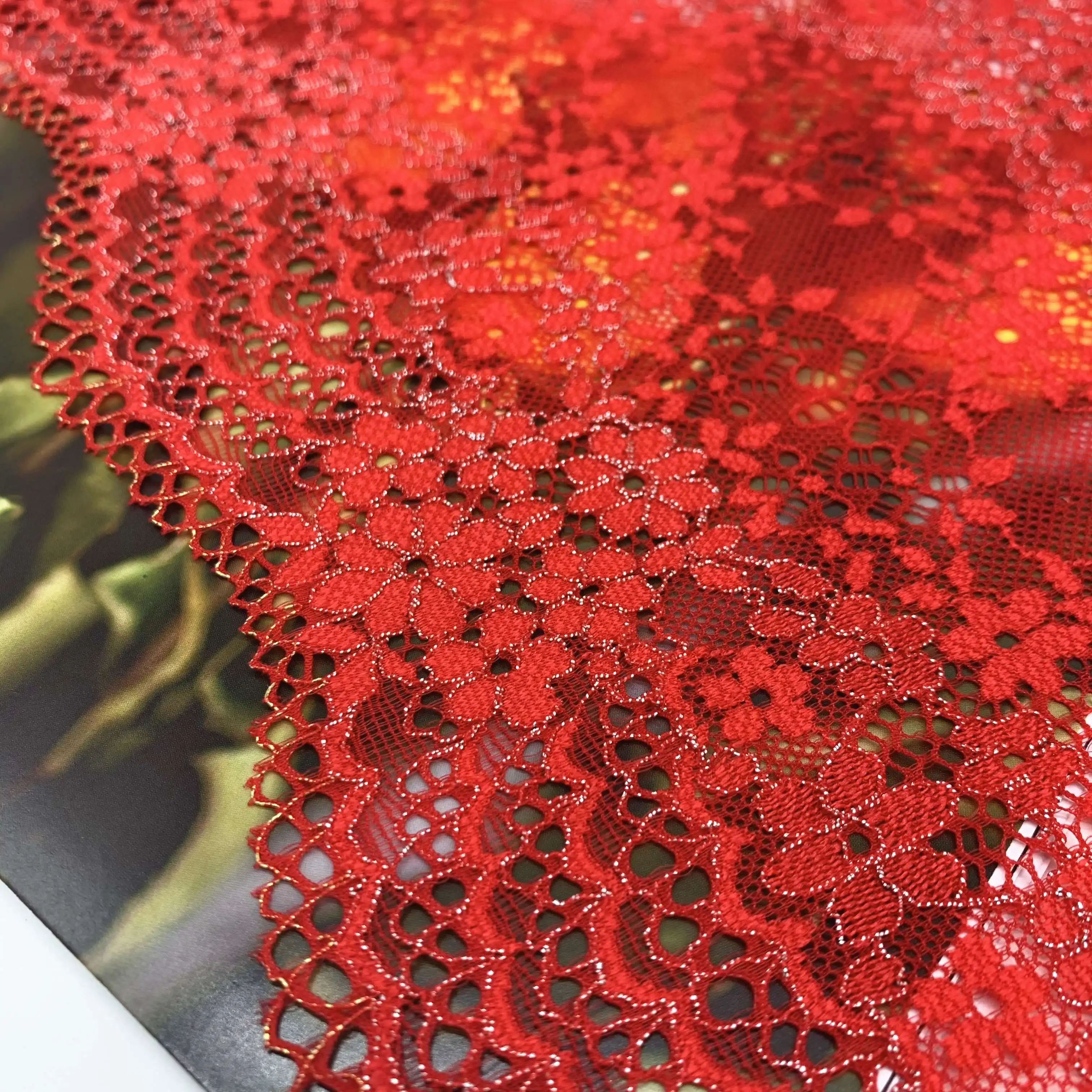 3y/lot Width 7 7/ 8 inch 20cm Apricot Gold Stretch Lace Trim For Clothing Accessory Dress Sewing Applique Costume Lace Fabrics 4