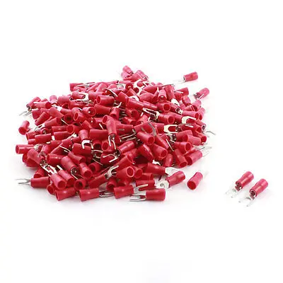 

300PCS Red Insulated Furcate Fork Terminals Cable Lug AWG16-14 SV2-4 + SV2-3