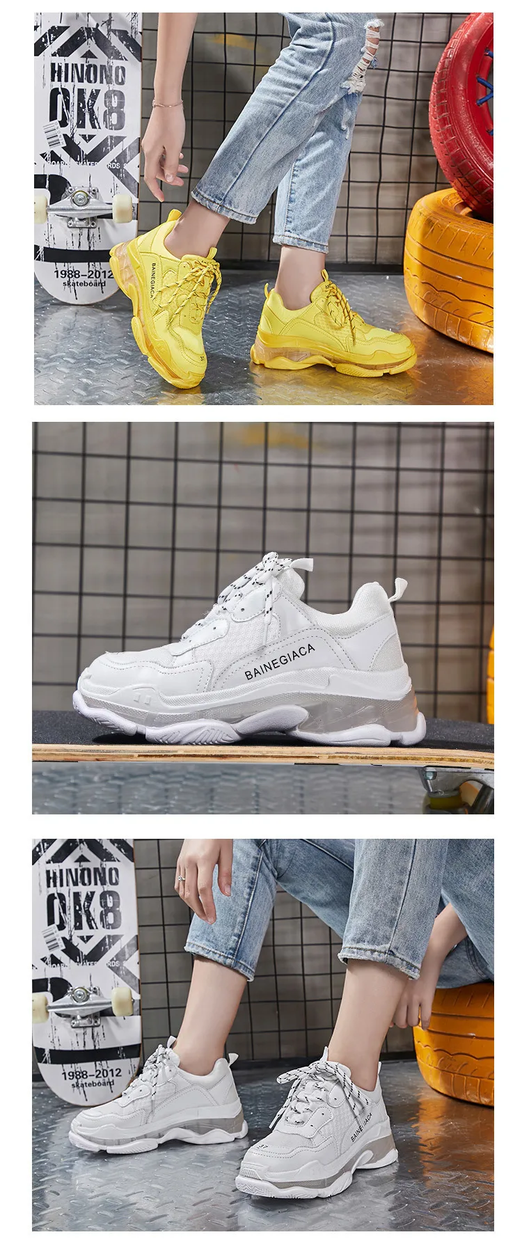 Модель года; Новинка; высокие женские желтые кроссовки для бега; Модные женские кроссовки на плоской платформе; женская обувь; zapatos mujer
