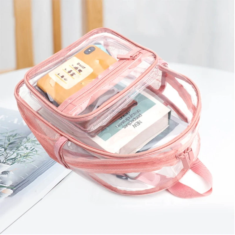 functional and stylish backpacks Women's Backpack Transparent Waterproof PVC Bag Female Fashion College Students Transparent Bag Large Solid Clear Backpacks fashionable travel backpacks