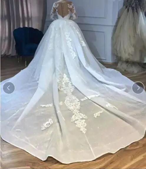 Новинка, свадебное платье русалки с длинным рукавом и прозрачной шеей, свадебное платье на заказ, Кружевная аппликация, съемный хвост, длина в пол, свадебные платья