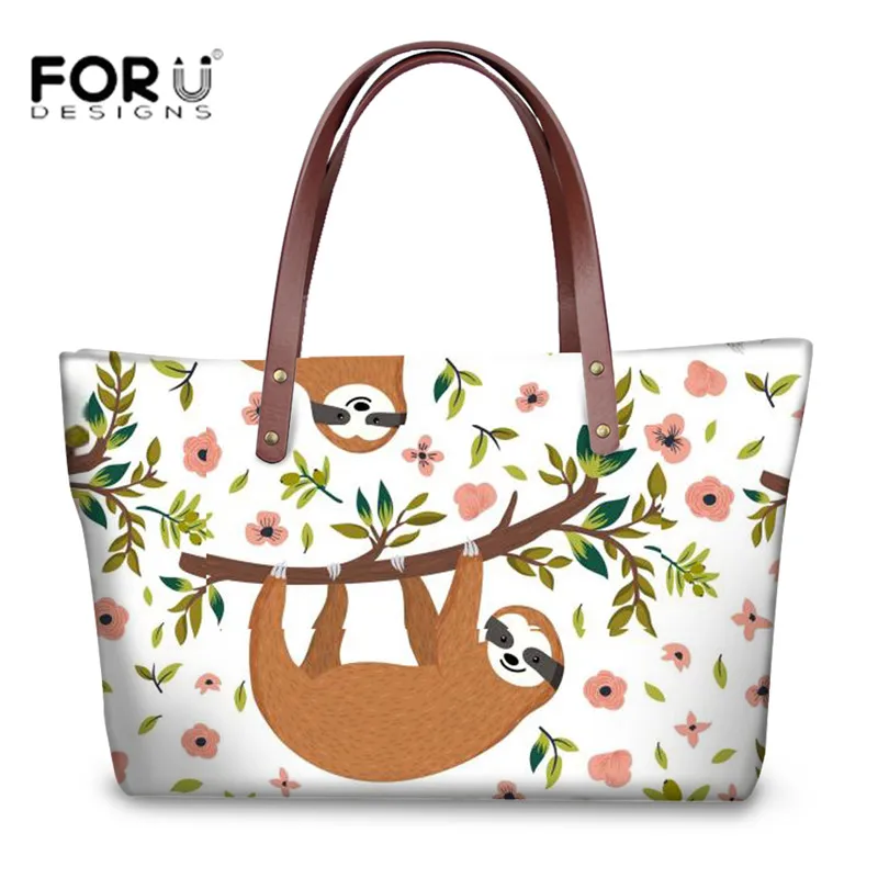 FORUDESIGNS/Водонепроницаемый уличная сумка через плечо с молнией для Для женщин и девочек с принтом "Ленивец" дизайнерских магазинов, сумка в руку, женские сумки из неопрена