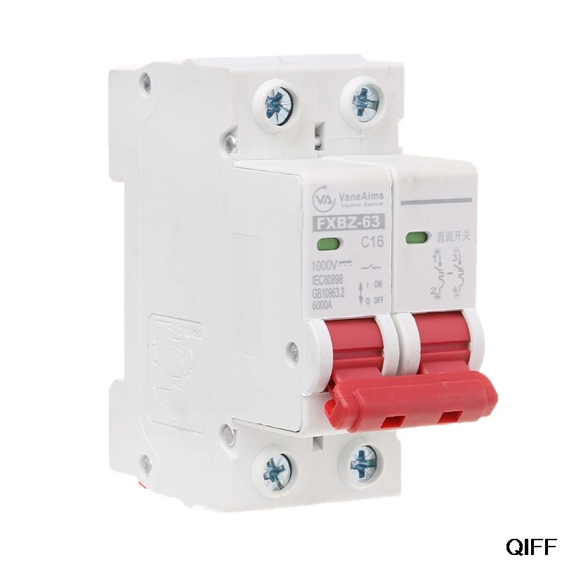 Прямая поставка и 2P DC 1000 в солнечный мини-выключатель 10A/16A/32A/50A/63A DC фотоэлектрический MCB 5 августа