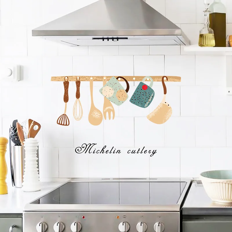 Самоклеющиеся наклейки для кухни с высокой температурой, алюминиевая фольга для кухни, наклейки StoveCabinet, маслостойкие, водонепроницаемые, домашний декор - Цвет: Kitchen fun