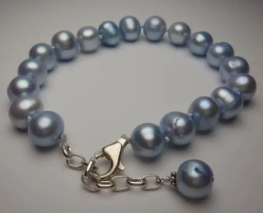 

Handmade Favarite Pearl Bracelet 8-9mm Gray Color Round Freshwater Pearl Bracelet S925 Silver Clasp Charming Women Jewelry