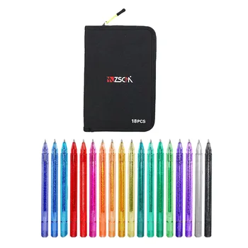 

18Pcs Gel Pens Set Glitter Neon Marker Pen For Adult Colouring Book Kids Drawing