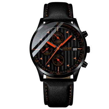 

Fashion Men's Quartz Wristwatch Business Man Watch with Leather Band Waterproof Sports Watches Luminous Clock.