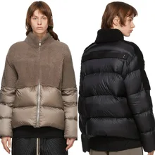 

Donsignet 2021 Winter New Fashion Plush Stitching Zipper Down Jacket for Women Lamb Wool Coat Thick Woman Parkas