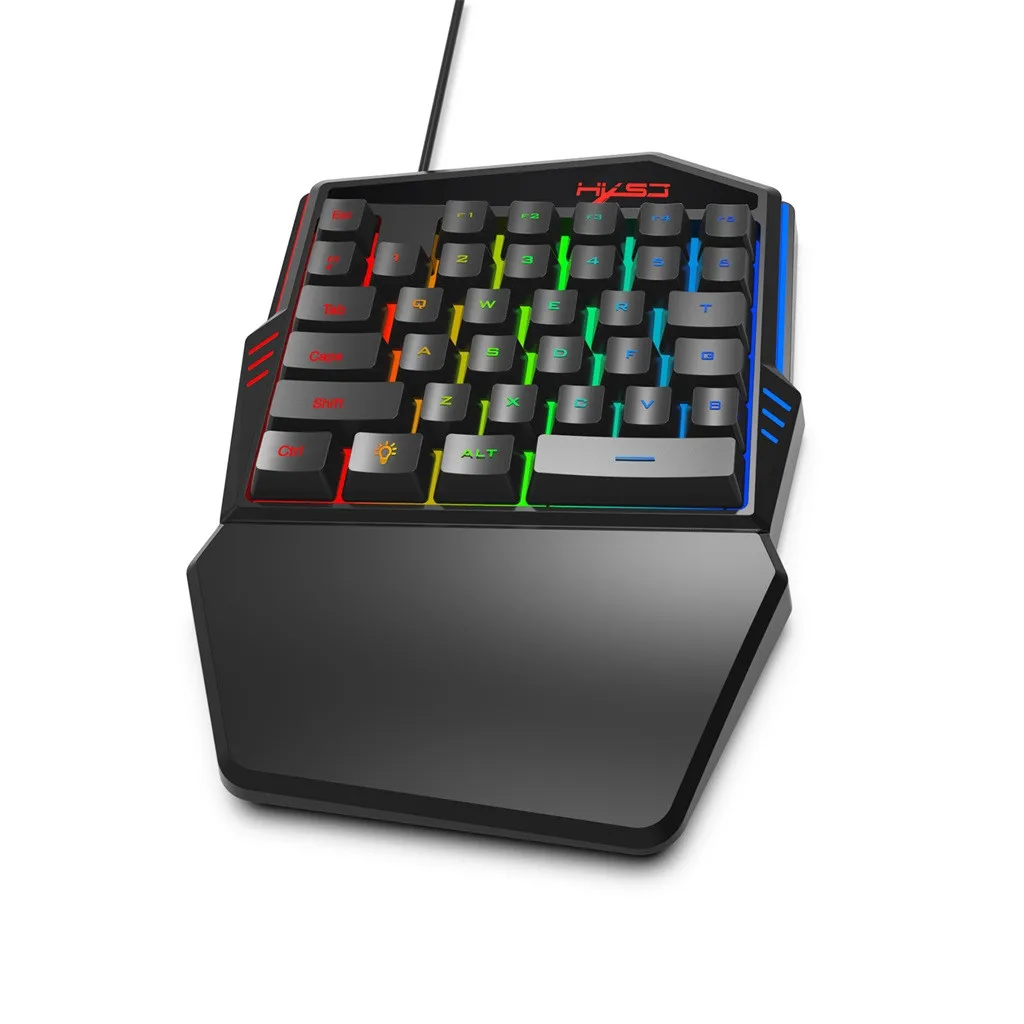 HXSJ J100+ A866 игровая клавиатура мышь комплект 35 клавиш мини USB Проводная клавиатура с одной рукой+ мышь подарок тип-c мышь ПК геймер компьютер