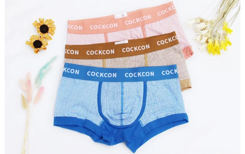 COCKCON, мужские боксеры, шорты, хлопковые мужские трусы, мужское нижнее белье, клетчатое, низкая посадка, U выпуклые, сексуальные, дышащие, мужские трусы, боксеры, шорты
