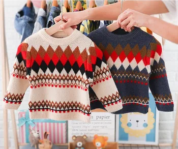 

new 2019 autumn boys fashion style knitted sweater 1pc kids spring autumn o-neck boys sweater