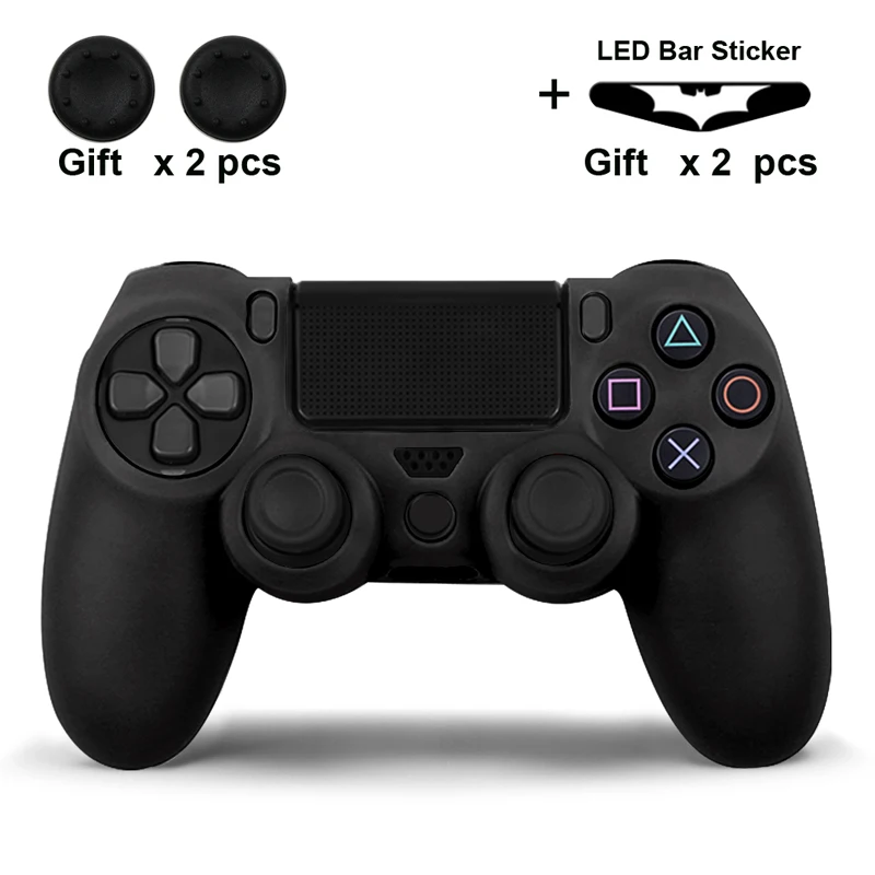 Black Для PS4 контроллер геймпад Камуфляжный Силиконовый Чехол резиновый чехол Защитный для Playstation 4 джойстик со светодиодным светильник - Цвет: Black