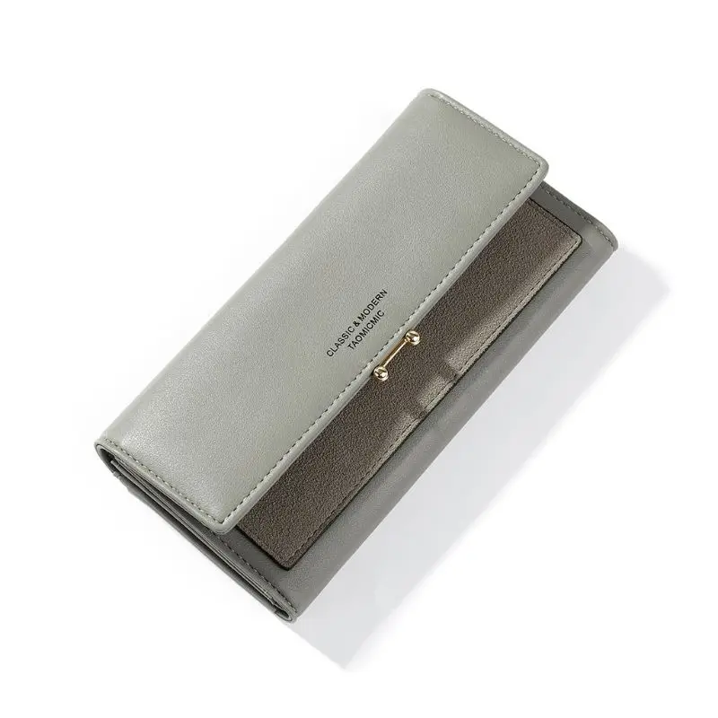 Модный женский кожаный бумажник из трех частей, клатч, держатель для карт, кошелек, Дамская длинная Сумочка, A69C - Цвет: gray