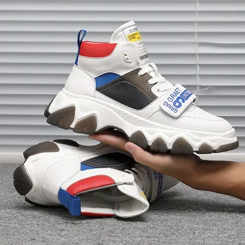 

Sneakers Male Comfortable Shoe Thick Platform Street Style Youth Sports Shoes Lace Up Round Toe Comfortable Footwear Leisure
