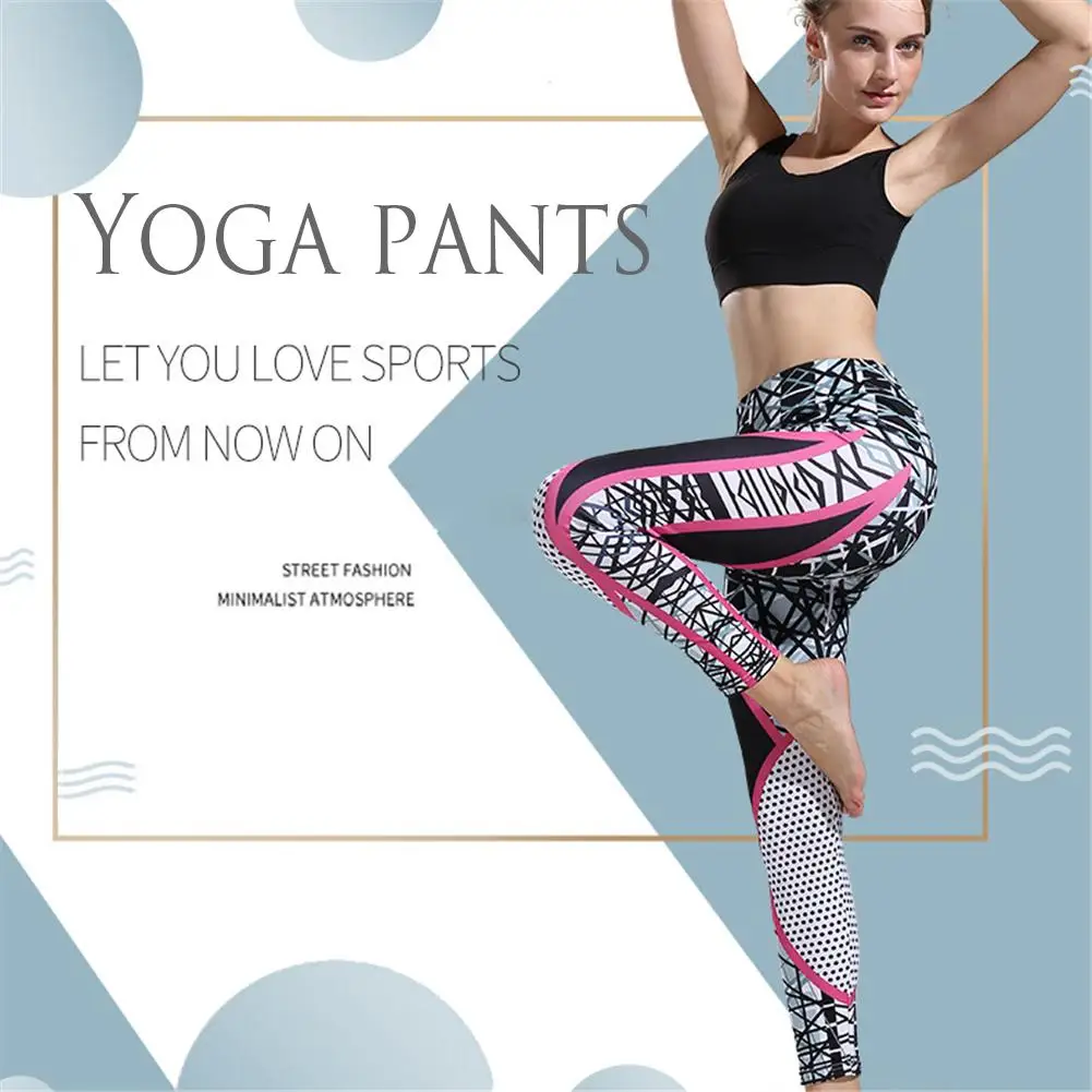 

Digital Printing Fitness Yoga Pants Slim High Waist Sport Leggings Gym Girls Elastic Tights For Running Jogging Tummy Control
