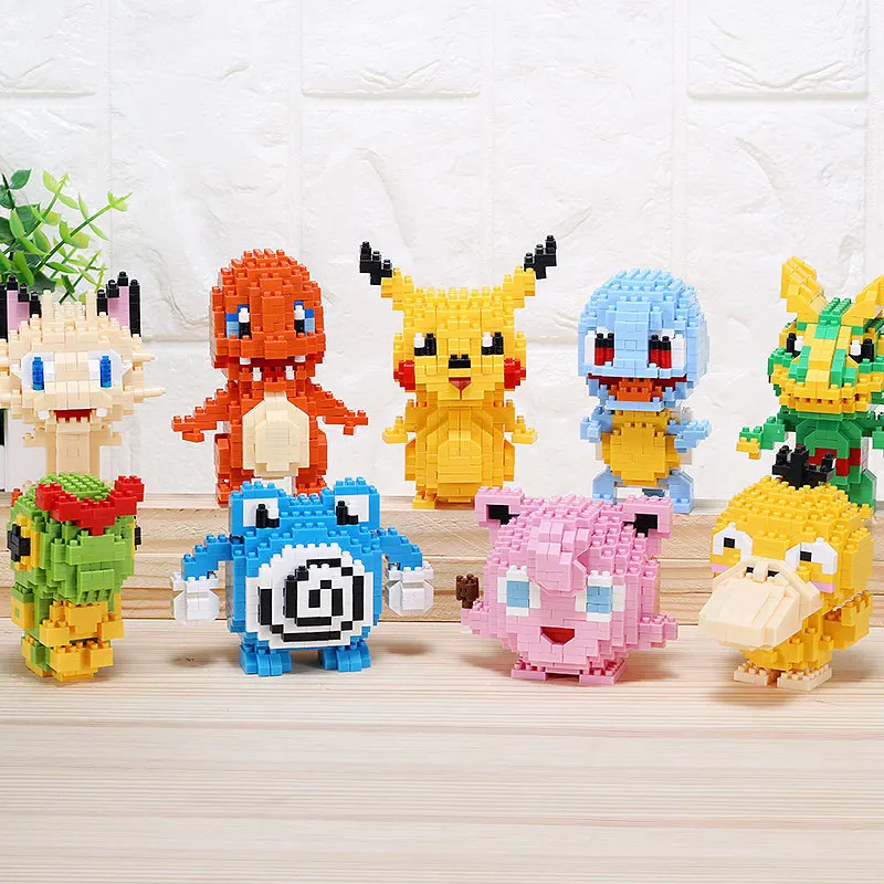 TAKARA TOMY 41 styles Pokemon Pikachu Building Blocks 3D DIY Educational Model Ornament Mewtwo Micro Small Assembled Block Brick