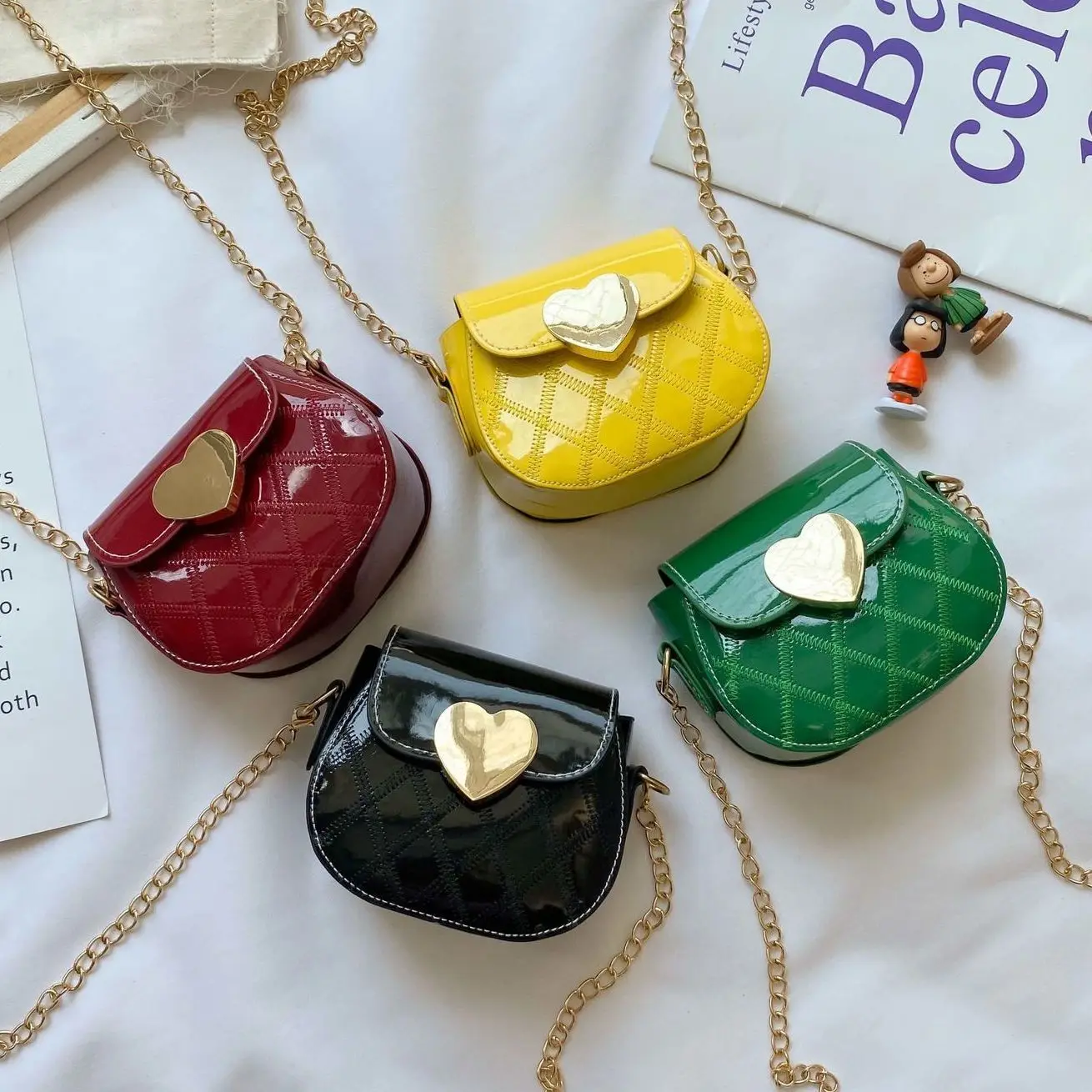 Bolso cruzado de charol para niñas pequeñas, pequeño, pequeño, a la moda