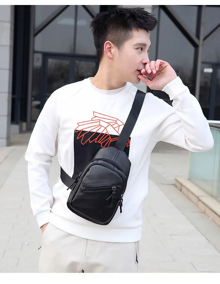 Special Offer New Style Korean-style Casual Travel PU Leather Shoulder Cross-body Backpack Fashion Men Shoulder Chest Pack