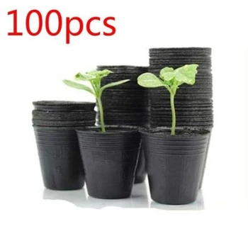 

100PCS Plastic Round Nutritional Nursery Pots Seedlings Plants Pots 3 Size
