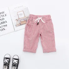 Katofely2019 летняя новая стильная детская одежда для мальчиков; Модные Детские Капри в полоску из чистого хлопка