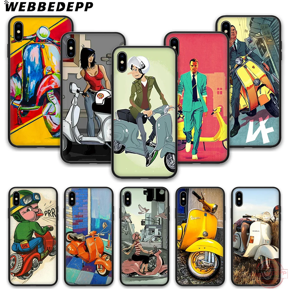 WEBBEDEPP Vespa скутер Мягкий Силиконовый ТПУ чехол для телефона iPhone 5 6 7 8 Plus X XS XR Max 11proMax |