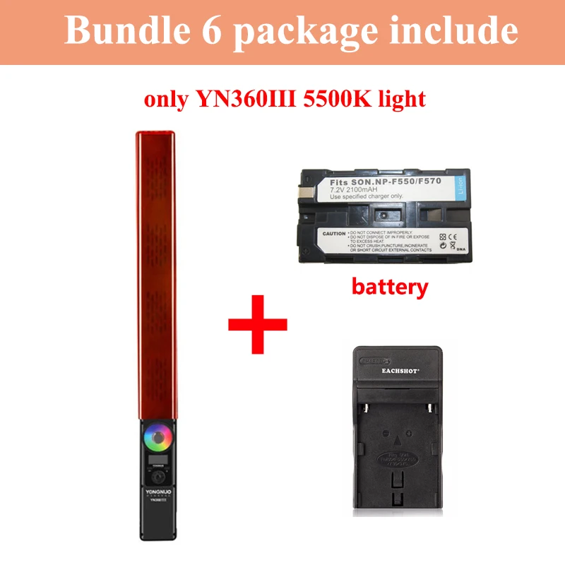 5500K w battery YONGNUO YN360 III ручной лед на палочке светодиодный видео свет 3200k до 5500k светодиодный свет управления видео светодиодный телефон приложение - Цвет: 5500K w battery