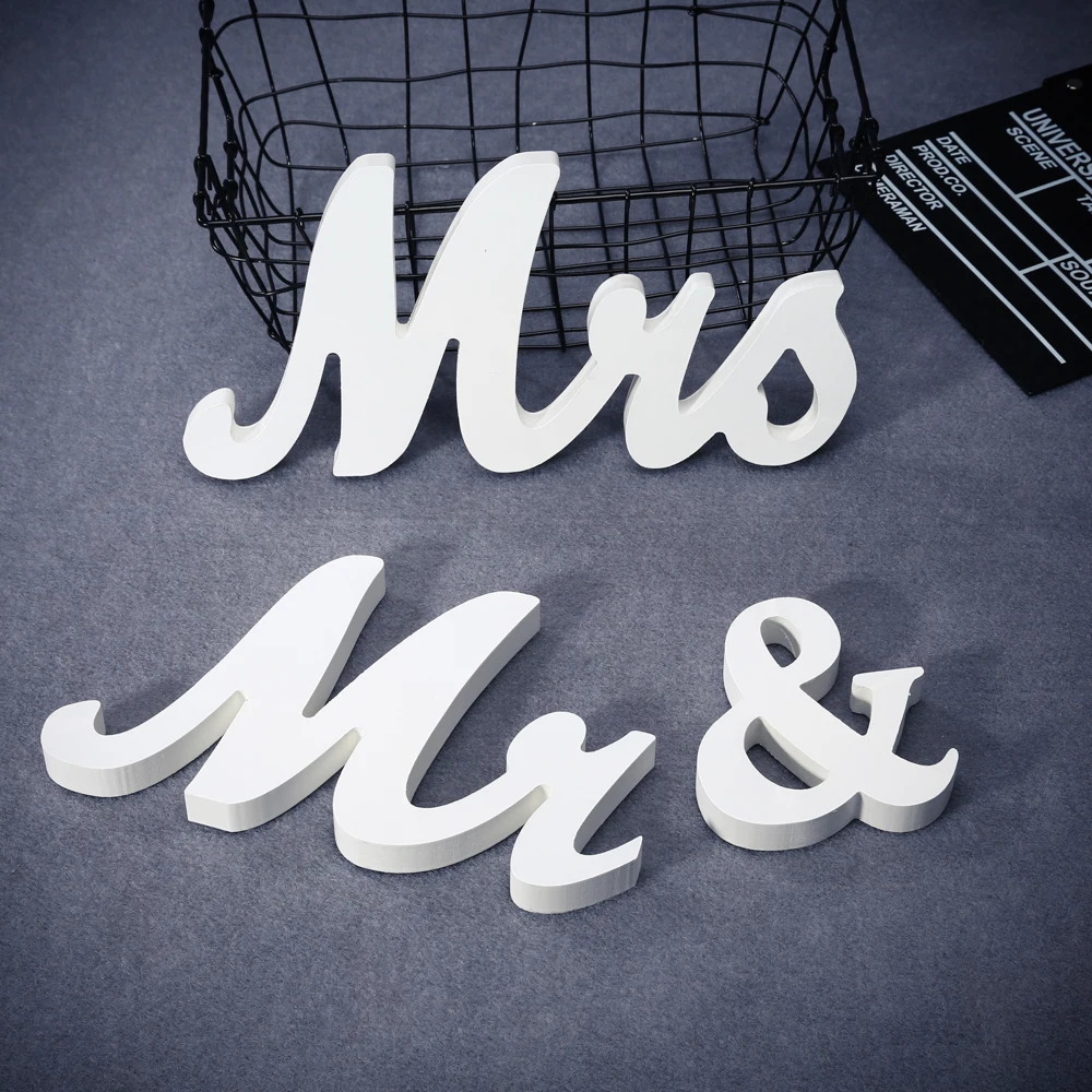 Wooden Wedding Decoration Letters Alphabet Word Mr&Mrs Free Standing Wedding Party Decoration Vintage Table Centrepie Decor