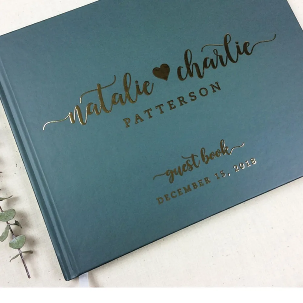 Индивидуальная горизонтальная настоящая фольга Свадебная Гостевая книга в