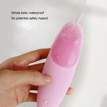 

USB Rechargeable Silicone Facial Cleansing Brush Mini Electric Skin Massage Face Scrub Washing Brush Makeup Tool
