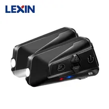 Lexin G16 16 jinetes 2000m grupo hablando de la motocicleta intercomunicador auriculares Bluetooth 5,0 con compartir música y casco con luz de coche