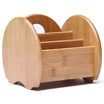 

3 Grid Bamboo Remote Control Storage Box Stationery Headphone Cable Cell Phone Office Desktop Storage Box Multifunctional Storag