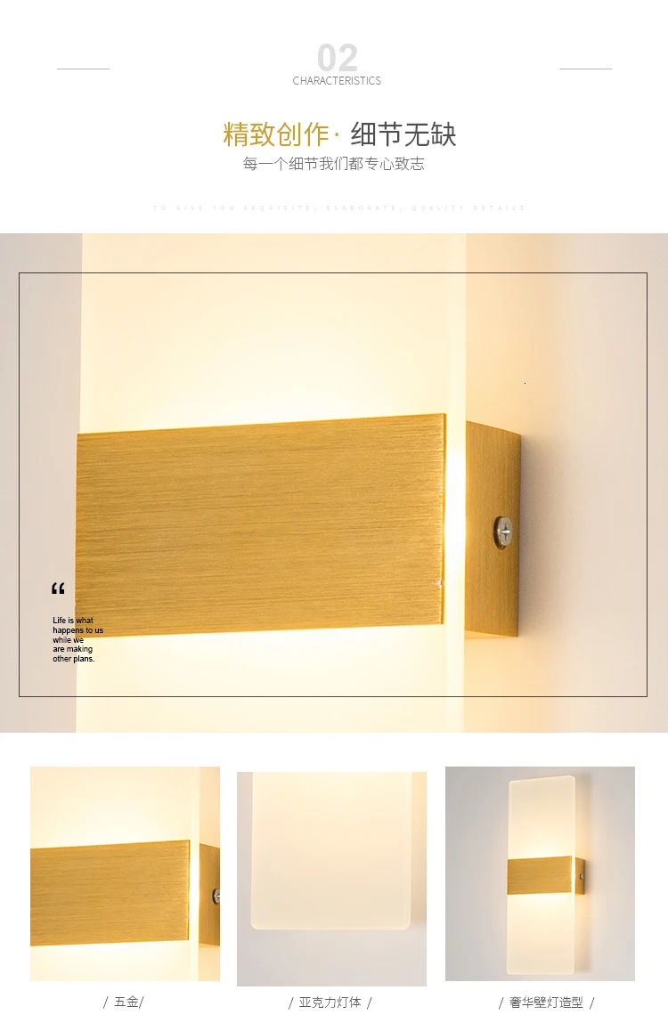 Modern indoor crystal lampshade Golden Wall lamps American minimalist Sconce bedroom corridor living room wall Light decoration