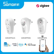 SONOFF S26R2 Zigbee EU Wifi Smart Socket Power Switch UK DE FR Plug APP/Vocie Remote Control Sockets Timing Works With Alexa
