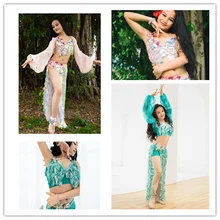 Жилет+ юбка(с трусами)+ куртка Новое поступление, высокое-Класс пайетками вечерние комплект для девочек платье для выступления на сцене живота костюм для танцев