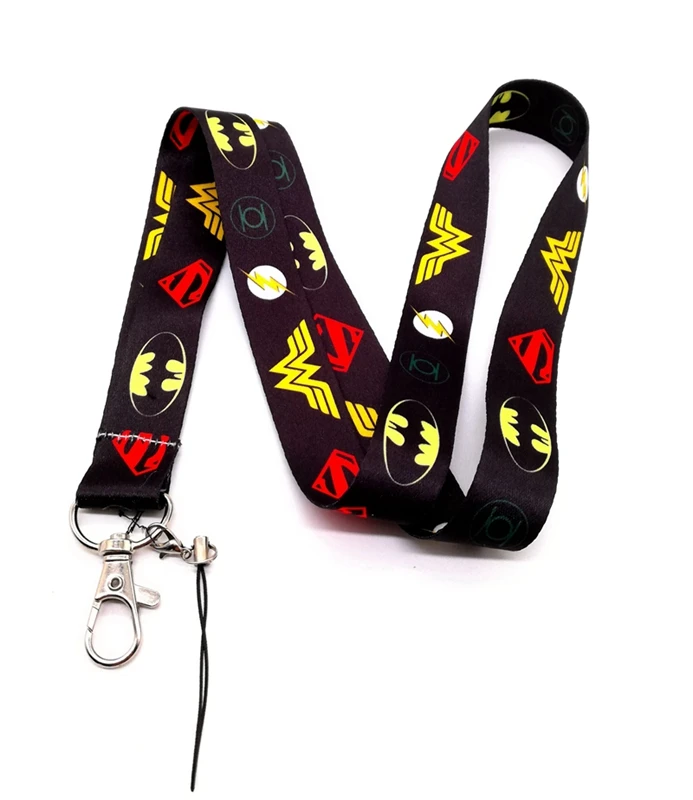 

10 pcs cartoon batman superman lanyard Neck Strap Lanyards Card Holders Bank Neck Strap Card Bus ID Holders Rope Key Chains