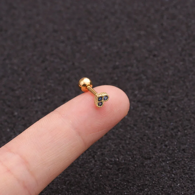 16G Color Zircon Cartilage Helix Tragus Conch Rook Stainless Steel Ear Piercing Earring Stud Body Jewelry Piercing Ear Earring - Metal color: FZHH090501505