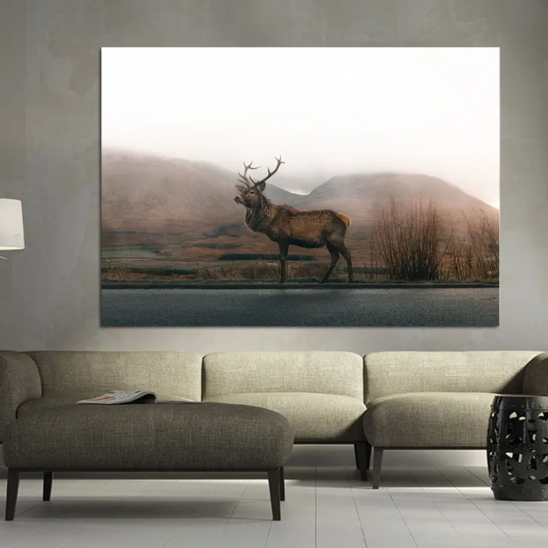Big Deer Canvas Painting Animal Posters and Prints Giant Landscapen Pictures for Home Decoration Wall Art Decor Cuadros | Дом и сад