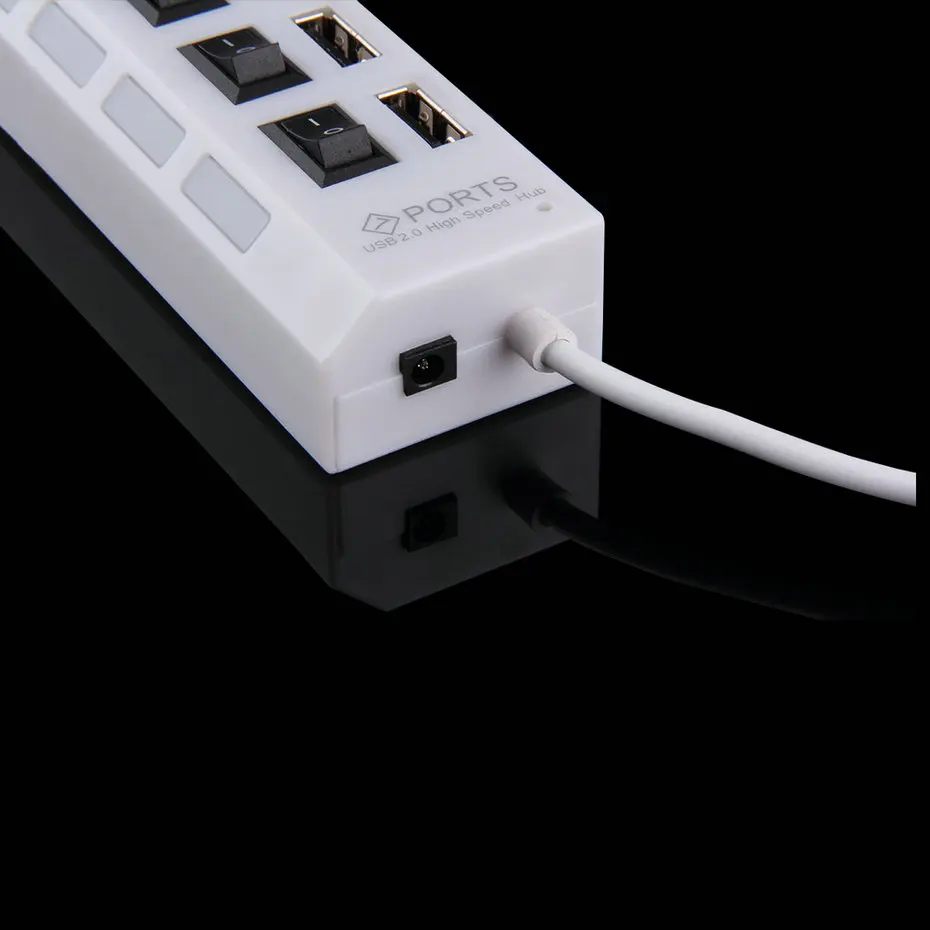 Вкл/Выкл переключатель мини 7 порт USB 2,0 High Speed концентратор Черный для ноутбука для ПК черный эргономичный дизайн