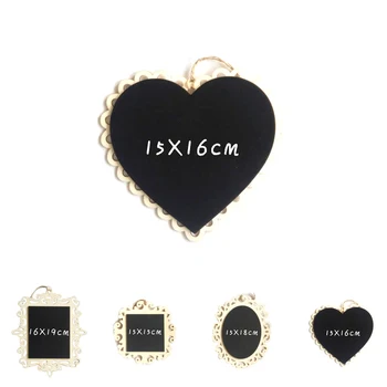 

ZHUTING 16*15cm heart shaped Hanging Type Hollow Style Blackboard with Hemp Rope DIY Writing Message Board